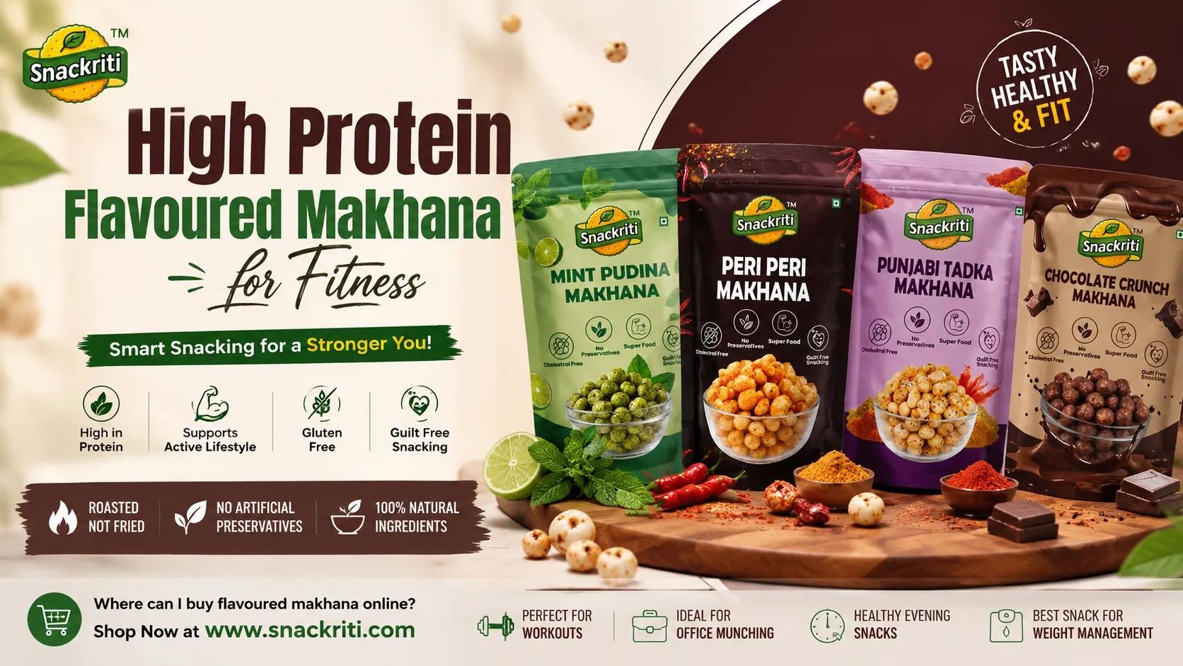High Protein Flavoured Makhana for Fitness | Healthy Snacking by Snackriti
